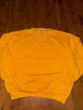 Vintage Russell Athletic Sweatshirt Mens XL Yellow Pullover Blank Mustard