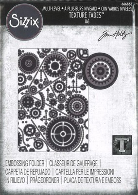 Sizzix Multi-Level Texture Fades Embossing Folder - Vault Gears by Tim Holtz
