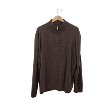 Quince Men Mongolian Cashmere Quarter Zip Sweater Heather Truffle Brown XL