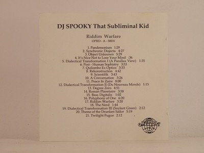DJ SPOOKY THAT SUBLIMINAL KID RIDDIM WARFARE (525) 20+ Track Promo CD Album incl
