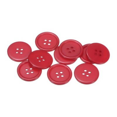 10pcs 36L Sewing Buttons 7/8'' Resin Round Flat 4-Hole Craft Buttons Red