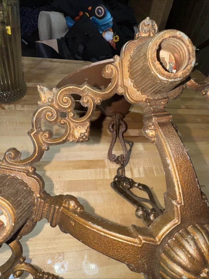 Lámpara de techo antigua vintage de diseño Art Deco de Riddle Co. años 20 6 luces Foto 3 de 4