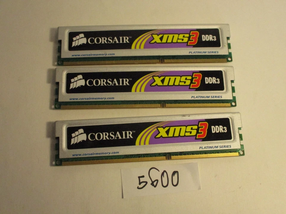 Corsair XMS3 3x1Gb=3Gb PC3-10600 1333Mhz DDR3 Desktop Memory RAM (5600) - Image 2 of 2