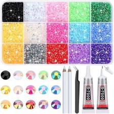 B-7000 Glue with 15000Pcs Craft Rhinestones, Resin Jelly Rhinestones Flat Bac...