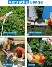 Portable Camping Shower 6000Mah Rechargeable Camp Pump LED Display 2 Mode Hiking