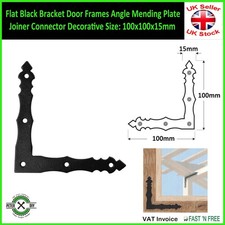 Flat Bracket Black Decorative Door Angle Mending Plate Joiner Connector 4 Sizes