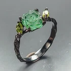 Sweet flower gem Natural Tourmaline Ring 925 Sterling Silver Size 7.5 /R471916