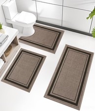 Bathroom Rug Sets 3 Piece, Ultra Thin Bath Mat Quick Dry, Absorbent, Non Slip...