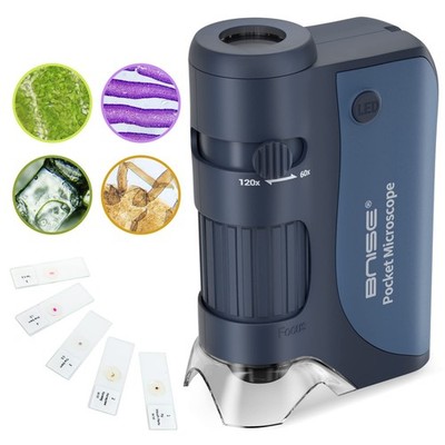 Pocket Microscope for Kids 60X-120X Handheld Science Learning Toy | LED Light, 5