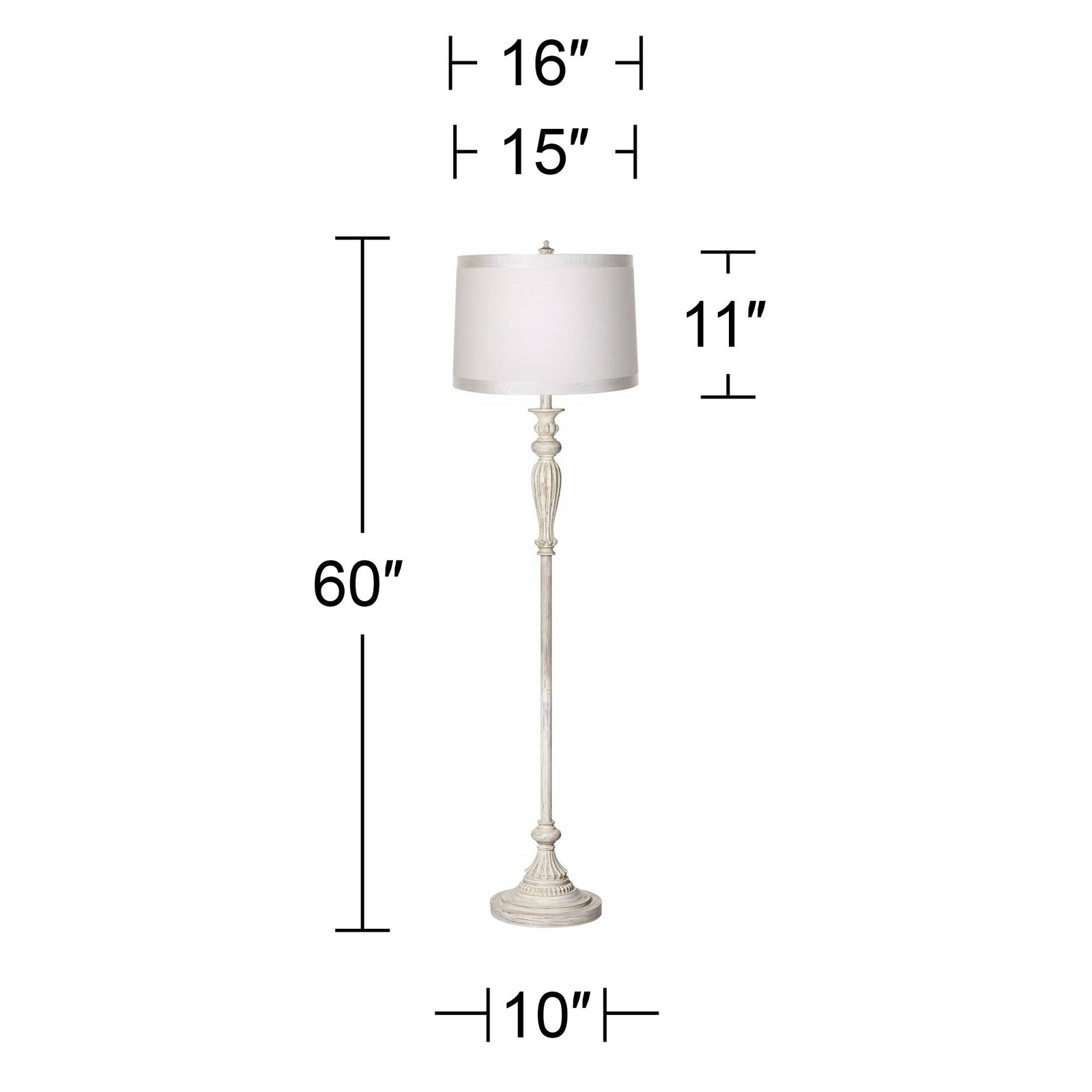 Vintage Chic Floor Lamp Antique White Off White Shade for Living Room Bedroom thumbnail 4