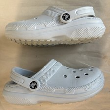 Crocs Classic Fur Lined Slip On Clogs Unisex Sz Men  s 4 Women  s 6 Beige Comfort
