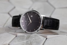 Men’s Black Leather Dress Quartz Watch Minimalist Gentlemen’s Club New