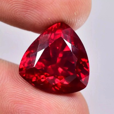 Natural 22 Ct Red Ruby Certified Burma Trillion Cut Loose Gemstone + Free Gift