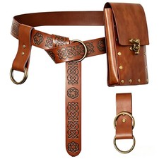 GFNWERTD Medieval Leather Accessory Set, One Size Adjustable, C-brown