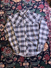 1950S Rayon Pearl Snap Western Shirt Size Small 16x25one Small Hole  