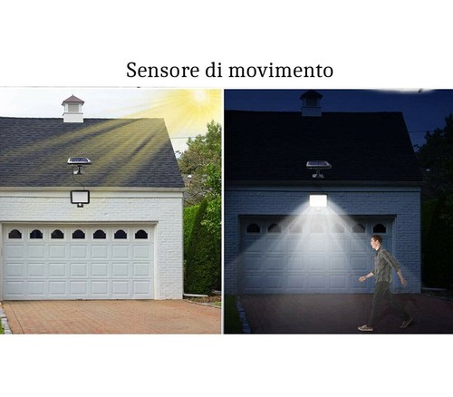 DUE FARETTI CON PANNELLO SOLARE FARO A LED SENSORE DI MOVIMENTO - Foto 11 di 11