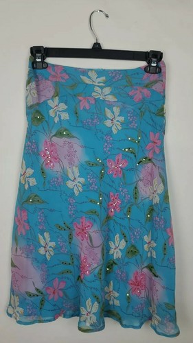 D Studio SIZE 4 FLUTTER BOTTOM SKIRT Blue Pink Sequence PRETTY MSRP $98 - Picture 2 of 6