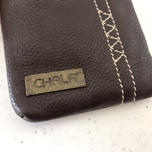 #CHALA Brown Button & Tassel Design Faux Leather/Suede Cell Phone Wristlet - Picture 4 of 7