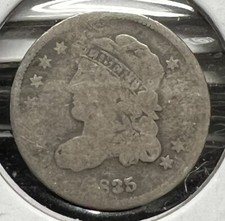 1835 CAPPED BUST SILVER HALF DIME GRADES GOOD ACTUAL COIN  SKU1367