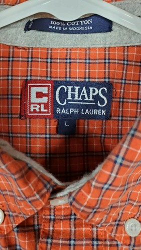 Long Sleeve Ralph Lauren Shirt Chaps Red Plaid Button Down Large - Picture 3 of 5