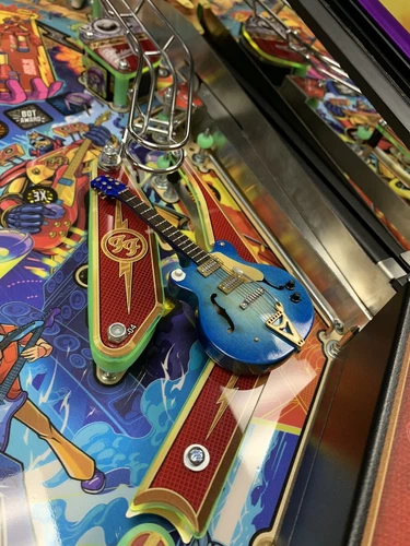 New Custom FOO FIGHTERS Pinball Machine Dave Grohl Signature Blue Guitar Mod