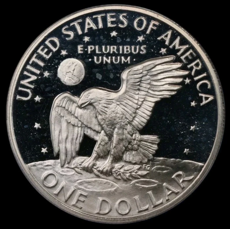 1972 S $1 Eisenhower Ike Dollar ANACS PR65DCAM Monster Toned Neon Blueberry - Image 3 of 4