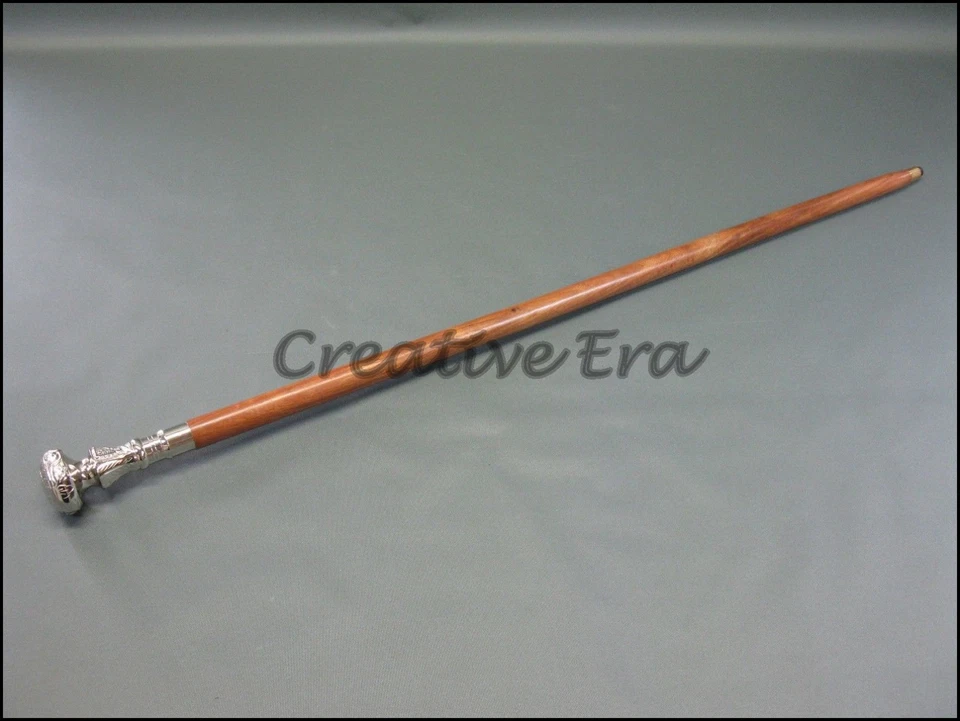 Shiny Brass Designer Handle Wooden Walking Cane Walking Stick Antique Style Gift - Image 4 of 4