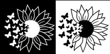 Butterflies Sunflower Two PK 5" Vinyl Decal Car Truck Window Wall Door Mirror