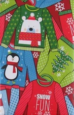 Christmas Sweaters Montage Vinyl Flannel Back Tablecloth Various Sizes