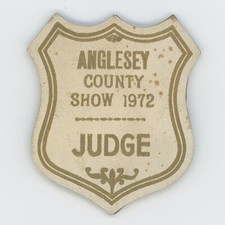 1972 Anglesey County Agricultural Show Card Judge Badge Horse Pony Equestrian
