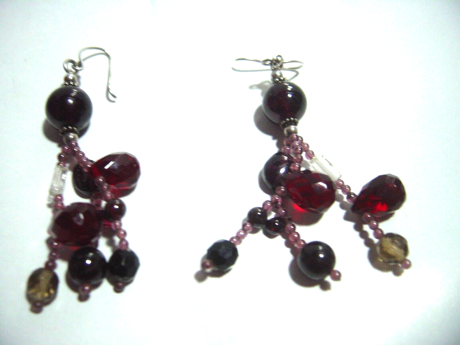 Vintage Solid Silver Earrings -large-cluster Drop… - image 1