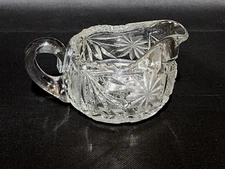 Antique Vintage AMERICAN BRILLIANT Cut Glass CREAMER ONLY Floral Buffalo #288