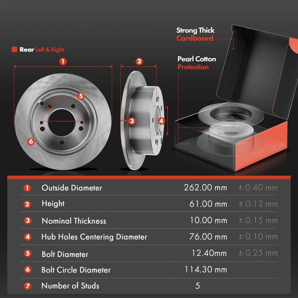 Rotor de freno de disco trasero y pastilla de freno + cojinete de buje para Hyundai XG300 01 XG350 02-05 Foto 2 de 4