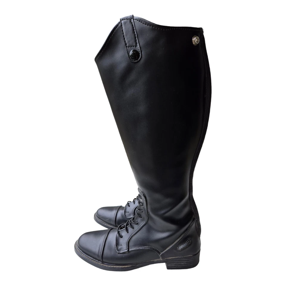 MIDDLEBURG Tall Black Vegan Leather Stretch Zip Dress Riding Boots Equestrian S7 - image 2 of 4