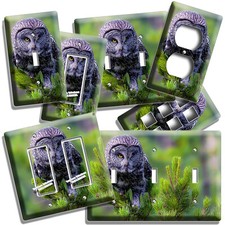 WISE RARE GRAY OWL ON A PINE TREE LIGHT SWITCH OUTLET WALL PLATE ROOM HOME DECOR