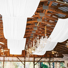 6 Panels White Ceiling Drapes for Wedding, 5Ftx15Ft Ceiling Drapes Cheesecloth S