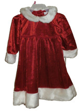 New Girl's size 18 Months Red Christmas Party Dress Red White Santa velvet