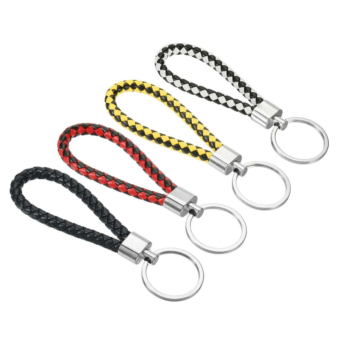 Braided leather hotsell key lanyard