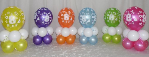 8th BIRTHDAY PARTY - BALLOON DISPLAY - TABLE CENTREPIECE - 6 and 12 tables