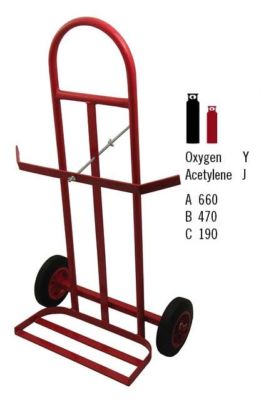 Sauerstoff Acetylen Doppelflasche Gasflaschenwagen - Y + J Flaschen - Modell 1279