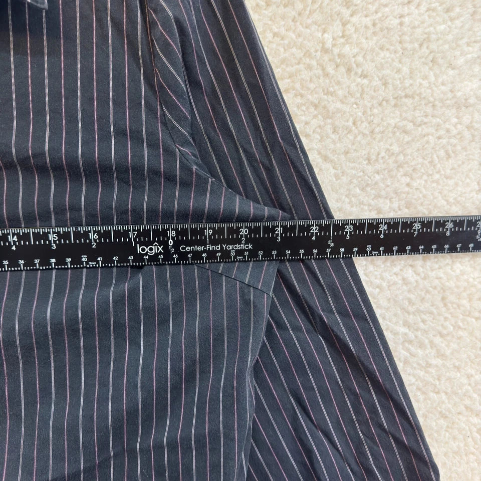 Y2K Vintage Button Up Top Blouse XL Black Pinstripe Corpcore Office Fairy Grunge - Image 4 of 4