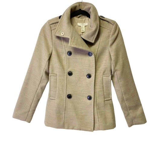 EUC H \u0026 M Women's Tan Pea Coat Size 2 