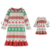 Jammies for your Families - Girls and Doll Gown - Size 2T X-Mas print - NWT 