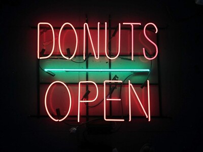 Donuts Open Food Shop 24''x20'' Neon Sign Light Lamp Wall Glass Decor Show LE