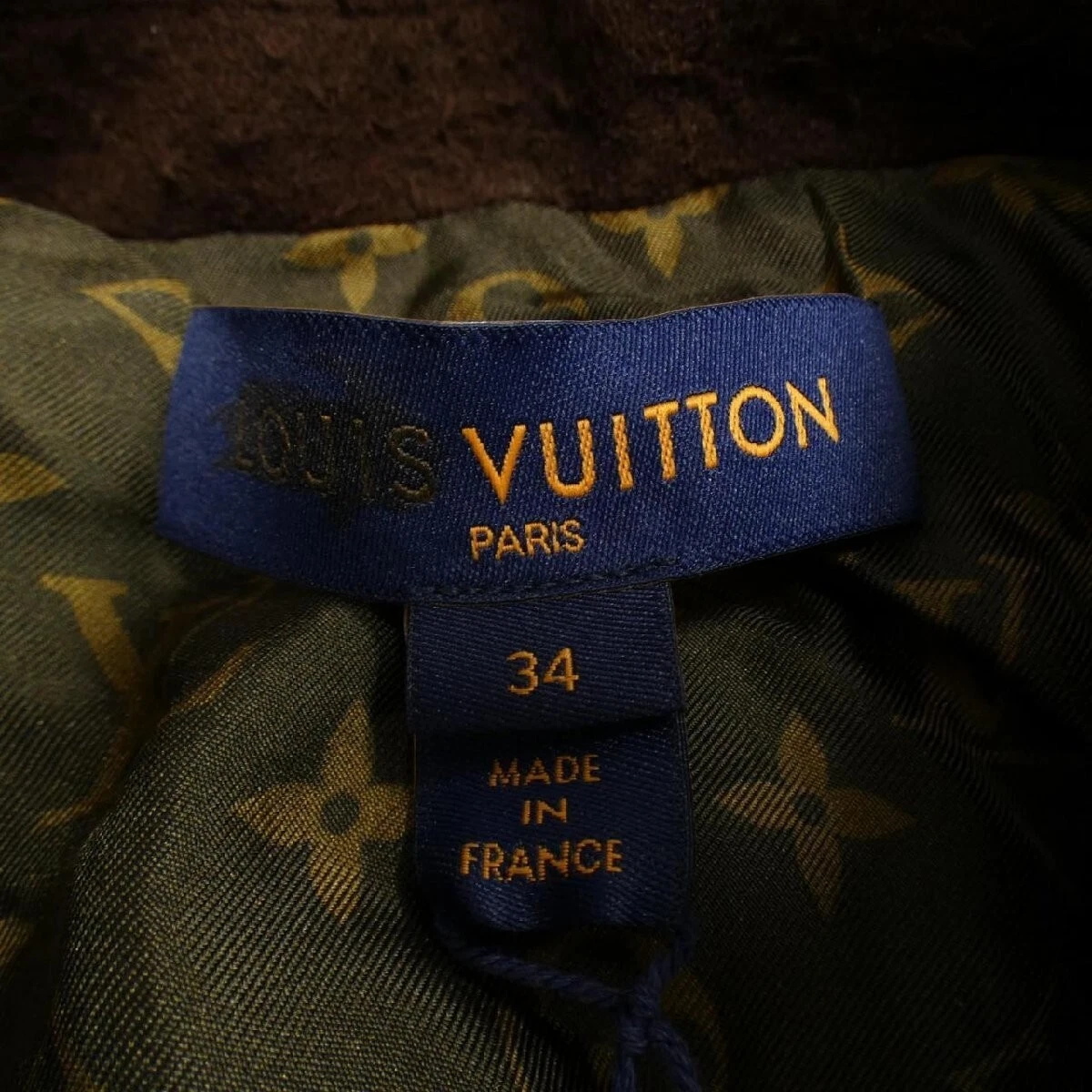 LOUIS VUITTON（LV） Cappotto LOUIS VUITTON lana con cintura marrone nero grigio arancione taglia 34 donna