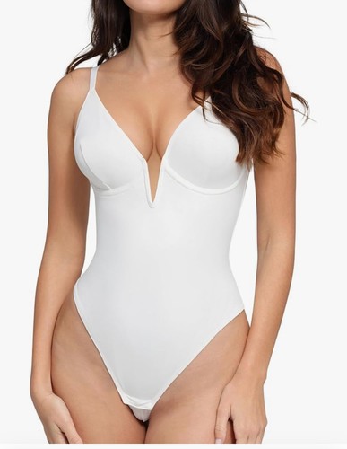 Popilush Body Suits for Womens - Tummy Control Shapewear Bodysuit Thong Sz L