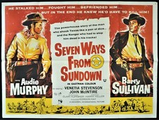 SEVEN WAYS FROM SUNDOWN 1960 Audie Murphy, Barry Sullivan UK QUAD POSTER