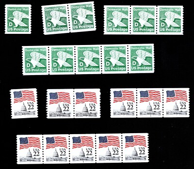 1985-1987 Choice of ''D'' Eagle, Flag Capitol, US MNH Coil Stamps, 2112 & 2115!