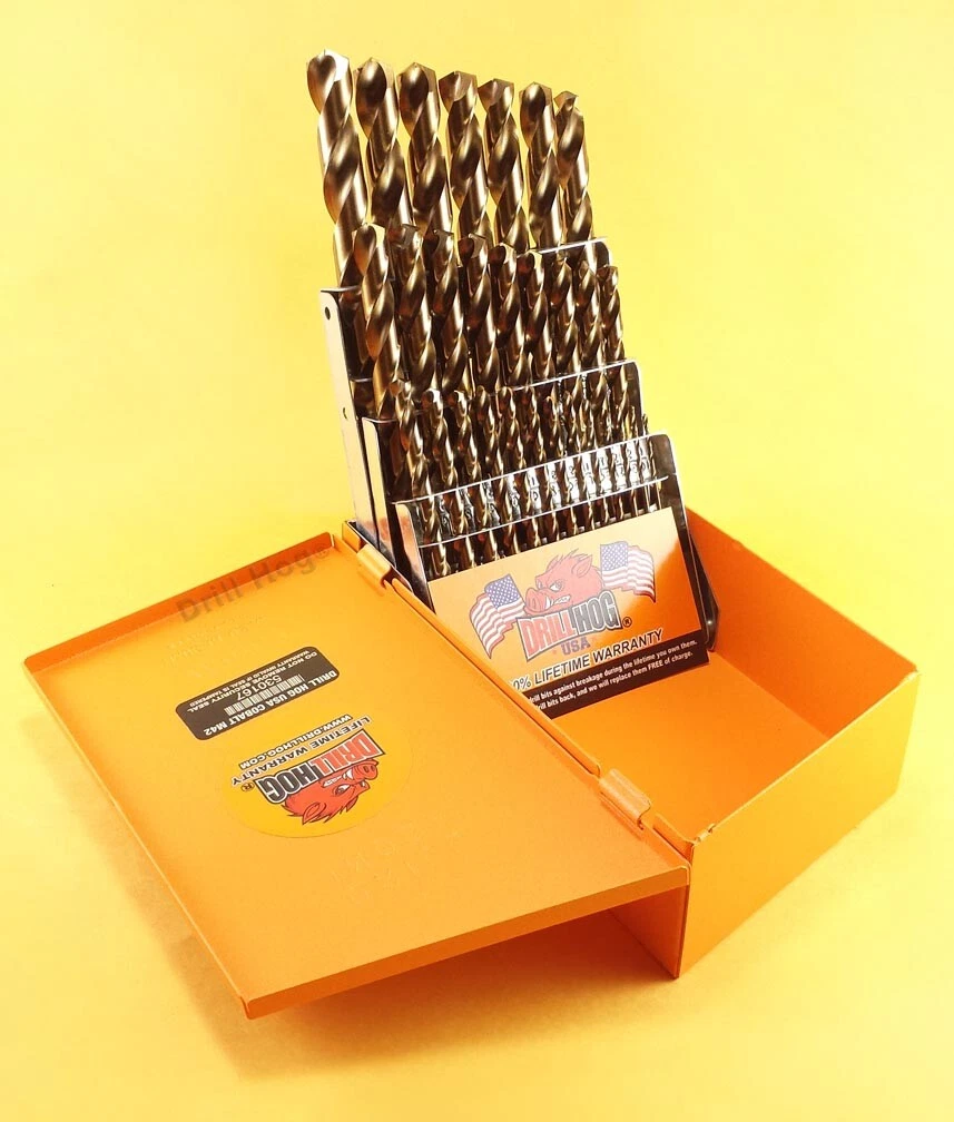29 Pc Super Premium Cobalt M42 Drill Bit Set Orange Lifetime Warranty Drill Hog