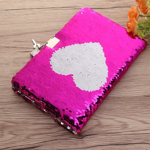 Secret Diary Embroidered Sequin Notebook Travel Work Love Heart Reversible
